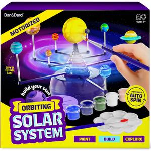 Dan&Darci 360 Orbiting Solar System for Kids - Paint & Build Model Kit - Arts and Crafts for Kid Ages 8-12, 4-6, 4-8, 6-8 - Space Toys 8-10 - Science Astronomy Gifts - Painting Craft Kits for Boys