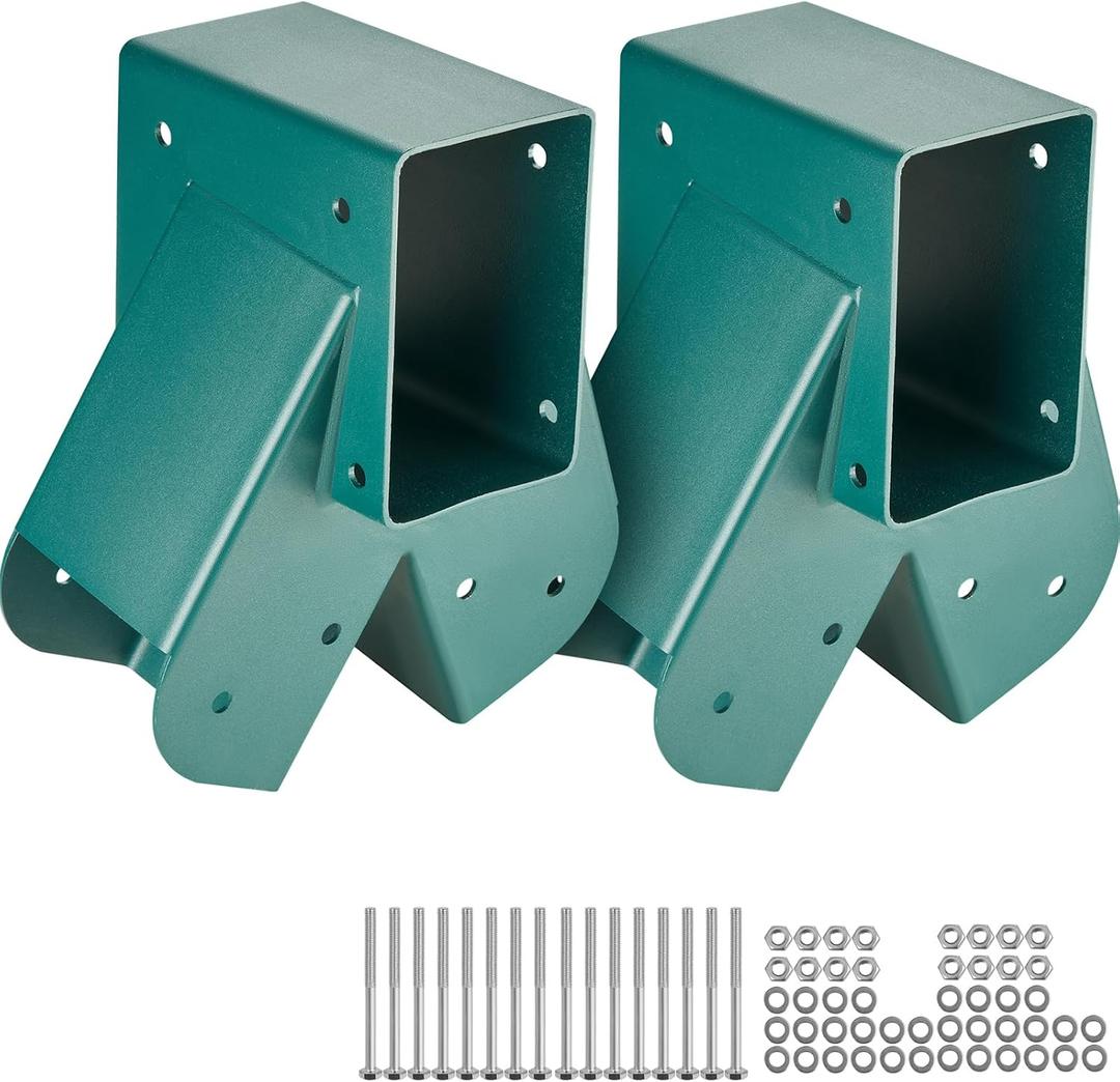 VEVOR A-Frame Middle Swing Set Brackets, Heavy Duty Carbon Steel Swing Set Hardware with Mounting Hardware, DIY Swing Set Bracket Swing Set Kit for 4x4 Legs & 4x6 Beam, Green (2 Pcs)