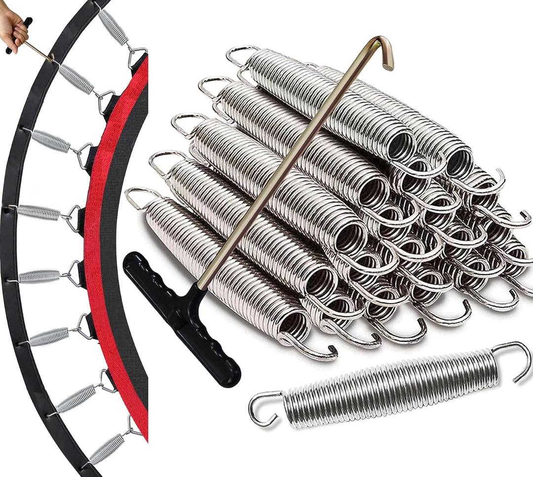 Eurmax USA 20-Pack Trampoline Springs, Premium Galvanized Stainless Steel Replacement Springs with T-Hook, Rust-Resistant & High-Tension for Maximum Safety and Bounce, Superior Strength and Durability