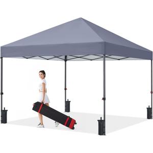 COOSHADE Durable Easy Pop Up Canopy Tent 10x10Ft, with 4 Sandbags(Gray)