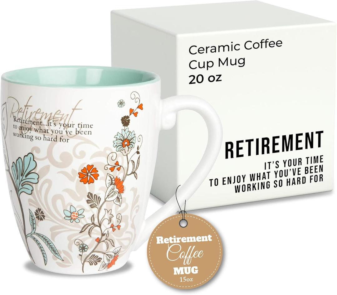 Pavilion Coffee Mugs - Mark My Words Retirement Mug with "Retirement, It's Your Time To Enjoy" Text Design - Ceramic Coffee Cup for Friends, Microwave & Dishwasher Compatible - Multicolor, 20 oz