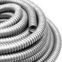 1/2 Inch Flexible Reduced Wall Electrical Conduit, 50 Ft Stainless Steel Cable Sleeve Tube for Home Low Voltage Cables Management, Wiring and Protection