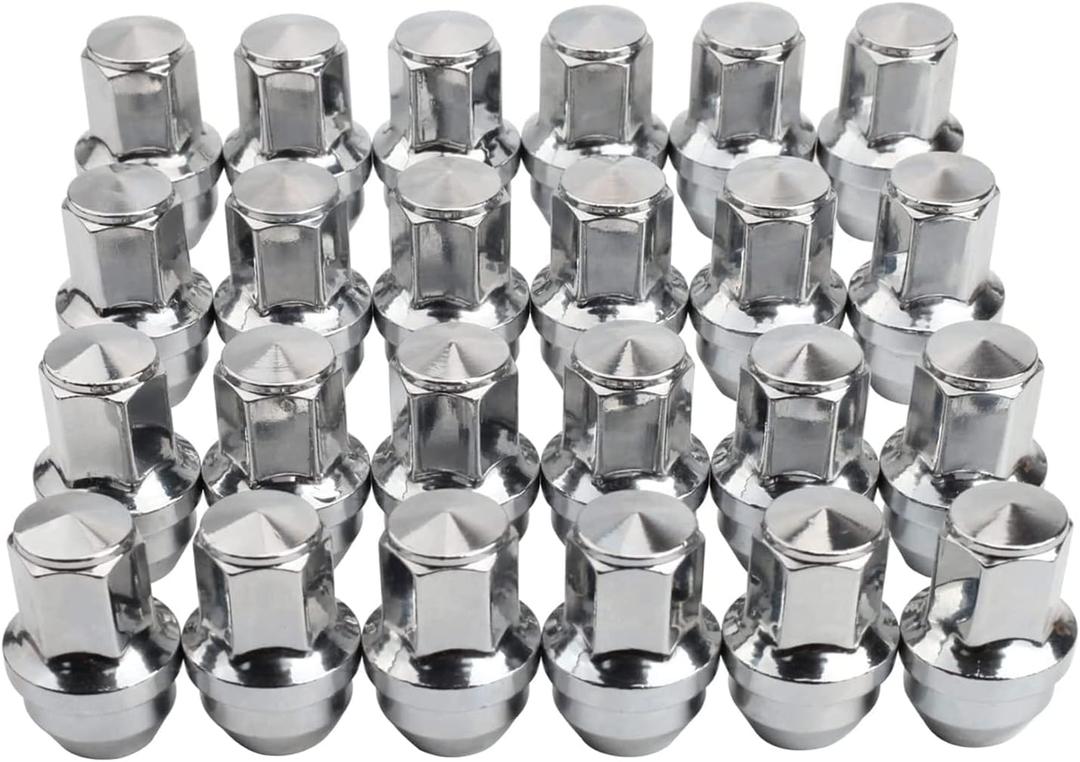 24PCS M14x1.5 Lug Nuts OEM for 2015-2024 F150 Expedition Navigator Factory Stock Aluminum 14x1.5 Wheel Nuts (14mmx1.5 (OL: 46mm), Chrome)