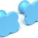 PTDecals 4PCS Metal Blue Cabinet and Drawer Knobs Round Pulls for Kitchen Dressers and Closets Handles Plum Blossom Shape with Screws