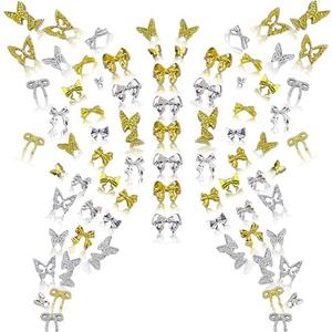 100pcs 3D Butterfly Nails Accessories, Gothic Butterfly Art Charms for Women's Y2K 3D Metal Cross Nail Art Supplies DIY Decoration, Pack of 2