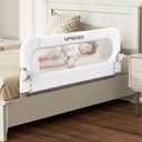 Folding Bed Rail for Toddlers,Baby Bed Rail Guard with Reinforced Anchor Safety System,Fit Bunk,Full Size,Queen,King,Twin(White,43"x23.6")