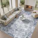 WITSHOCK 12x15 Area Rugs for Living Room Washable Abstract Rug Blue