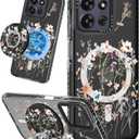 2 x Lotadilo Cute Case for Moto G Power 2026/2025/Play 5G 2025 for Women Girls - Funny Dried Flower Design Compatible with Magsafe Ring Holder Magnetic Stand Kickstand Fashion TPU Phone Covers Kawaii