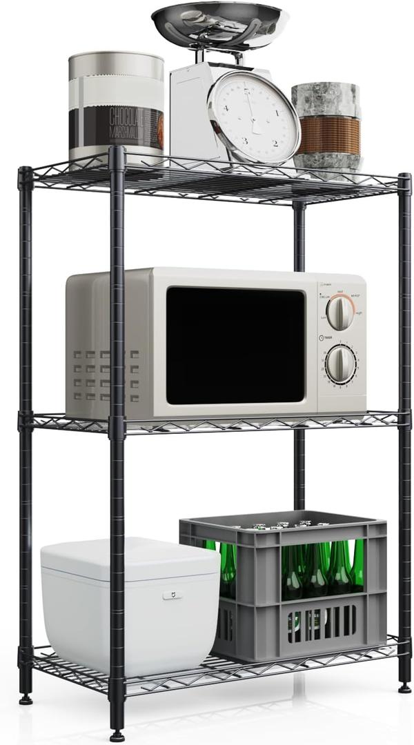 3 Tier Shelves Storage, Wire Shelf Unit, Standing Adjustable Metal Shelves Organizer, Storage Racks for Restaurant Garage Pantry Kitchen GarageMedium11.8" W x 21.5" L x 35.5" H (3-tier medium)