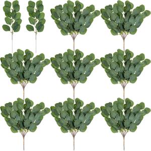 WILLBOND 50 Pieces Artificial Eucalyptus Leaf Stem Long Oval Eucalyptus Artificial Greenery Leaves for Wedding, Holiday, Garden, Home, Office, Greens Decor