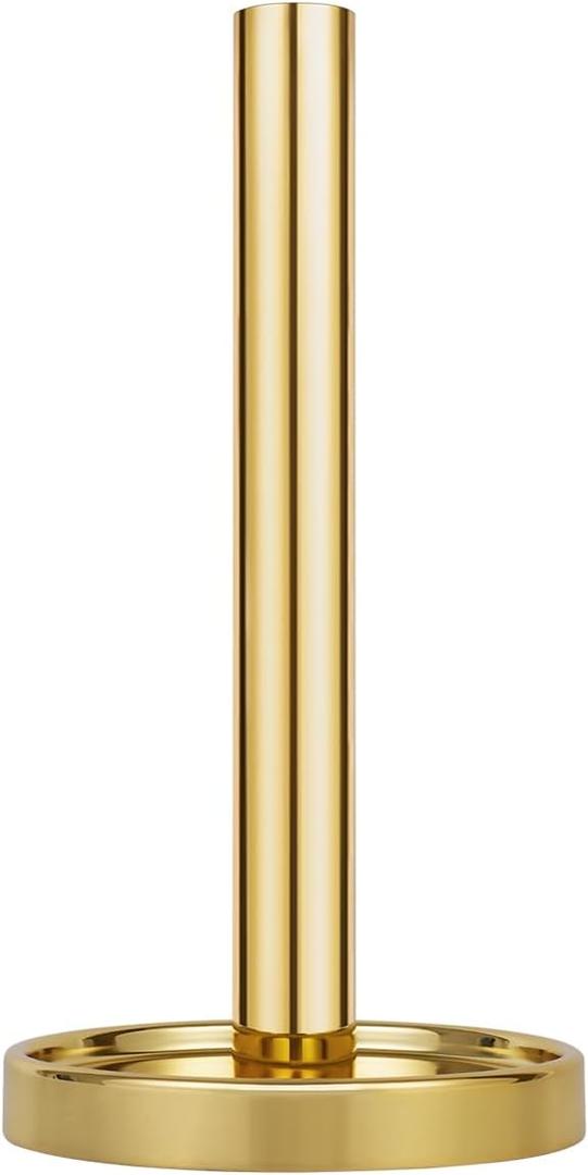 Ivilon Paper Towel Holder Stand  Steady and Easy Tear  Fits All Paper Towel Rolls  Gold Polished