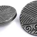 Bezelry 12 Pieces Cute Abstract Pattern Metal Shank Buttons. 23mm (7/8 inch) (Gray Silver)