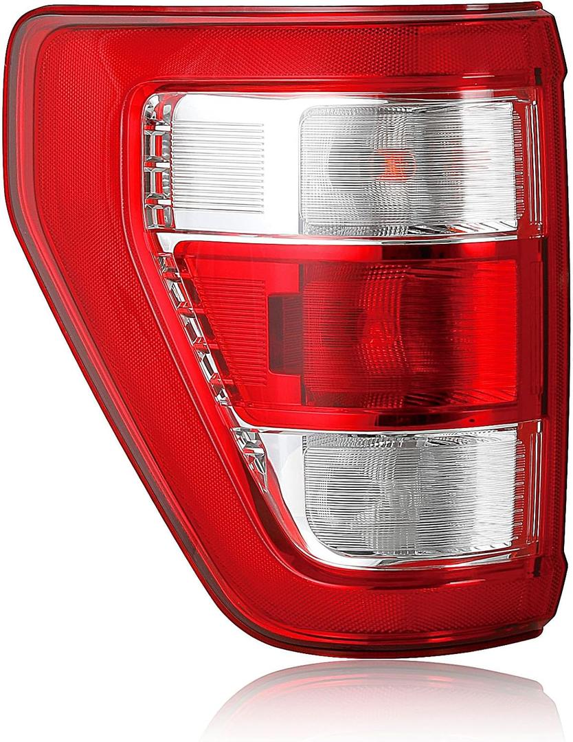 Halogen Pickup Tail Light Compatible With 2021-2023 Ford F150 XL XLT Pickup Taillight Rear Brake Lamp Signal Assembly w/o Blind Spot with Bulbs and Harnesses Left Driver Side ML3Z13405F