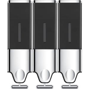 EHORIA 3-in-1 Quadrate Dispensers for The Shower,Shower soap Dispenser,Conditioner Dispenser, Shampoo Dispenser,No Drilled Wall Mounted Distributor,Hotel,Bathroom,Home (Triple, Black)