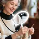 Hands Free Magnifying Glass with Light, 5X 15X Lighted Neck Magnifier for Craft Cross Stitch Needlepoint Needlework Sewing Embroidery Reading, Magnifying Glasses for Close Work, Low Vision Seniors