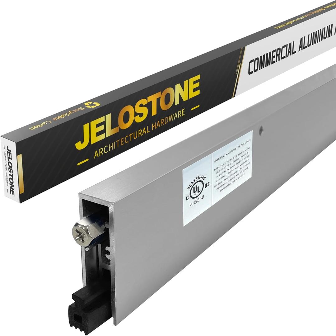 Commercial Automatic Door Bottom, Clear Anodized, 5/8W x 36''L x 1-7/8H, Aluminum Automatic Door Bottom, Surface Applied or Semi-Mortise, with Neoprene Insert, JS-4131RL