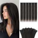 Benehair 6 PCS Clip in Short Hair Extensions 100% Real Human Hair Seamless & Invisible for Women Instant Volume Highlight Length for Daily Use 18'' Natural Black#1B