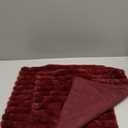 MADIZZ Set of 2 Faux Wool Plush Decorative Throw Pillow Covers 18x18 Inch Burgundy Fluffy Striped Soft Decorative Cushion Cover for Sofa Bedroom Pillow Shell