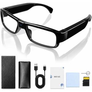 Camera Glasses – 1080P HD Video Recording Smart Glasses with Audio, Wearable POV Camera for Men Women, Hands-Free Recording for Sports Vlogging Outdoor, (64GB SD Card Included)