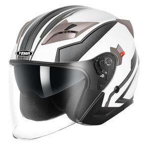 YEMA Open Face Motorcycle Helmet, DOT Approved 3/4 Moped Helmets with Dual Visor Quick Release Buckle for Adults - Scooter/Street Bike (ST-Black, Large)