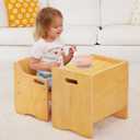 MallBest Montessori Weaning Table and Chair Set-Adjustable seat Height Wooden Toddler TableKids Activity Step StoolsKids Funiture for Eating Drawing Reading