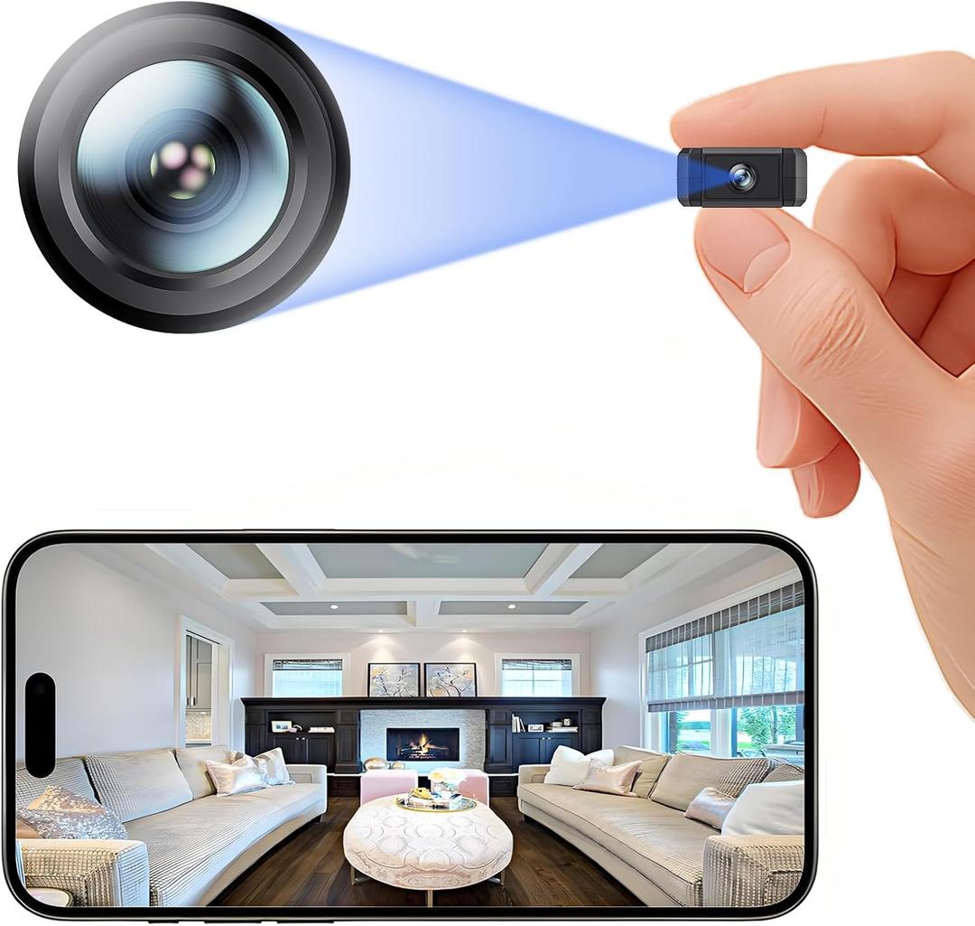 Mini Indoor Wireless WiFi Camera Small Home Security Cameras Tiny Body Small Outdoor Camara Nanny Cam Pet Dog House Security Camaras micro Door Room Cam Clear Night Vision and Motion Detection Monitor