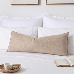Kevin Textile 14x36 Inch Long Lumbar Cover 1 Pack Soft Boucle Textured Decorative Waterproof Rectangle Cushion Elegant Accent Pillows for Couch Sofa Chair Bed Home Decor Indoor Outdoor Khaki