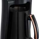 Any Morning Turkish & Greek Coffee Maker-Machine, 1 to 4 Cups Capacity, 100% BPA Free, 400W Electric Coffee Pot with Cook Sense Technology, Anti-Spill Design, Authentic Foamy Brew, Black