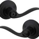 Kwikset Tustin Interior Privacy Door Handle with Lock, Door Lever For Bathroom and Bedroom, Matte Black Reversible Keyless Turn Lock, with Microban Protection