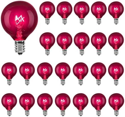 Abeja 25 Pack G40 Replacement Light Bulbs, Black Halloween Bulbs, G40 String Light Replacement Bulbs, 5W Dark Purple Bulb for Indoor Outdoor Patio String Lights, E12/C7 Base