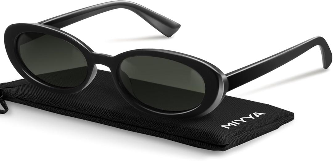 miyya 2025 Polarized Oval Sunglasses with UV Protection - Multiple Trendy Colors & Patterns (Black/Green)