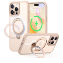 360 Spin Magnetic Stand (Pro-Version) for iPhone 16 Pro Max Case (Compatible with MagSafe) [Military Drop Protection] Matte Translucent Shockproof Protective Phone Case 6.9'', Desert Titanium