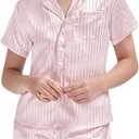 EXARUS 4 Piece Girls Satin Shorts Set Silky Short Sleeve Button with Pockets Summer Outfits for Kids 8-14Y