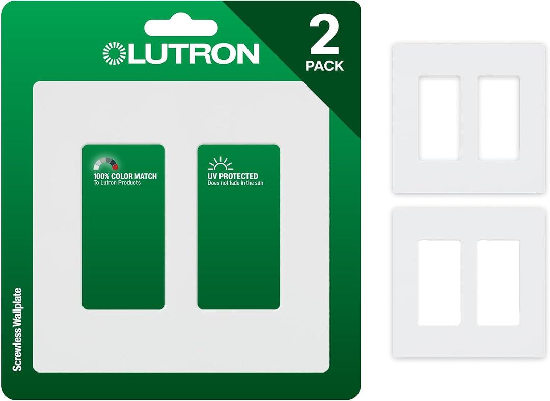 Lutron CW-2-WH-2 White Claro 2 Gang Decorator Wallplate (2 Pack) | CW-2-WH Count