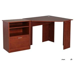 HOMCOM Computer Desk with Printer Cabinet, L-Shaped Corner Desk with Storage, Study PC Workstation for Home Office, Cherry