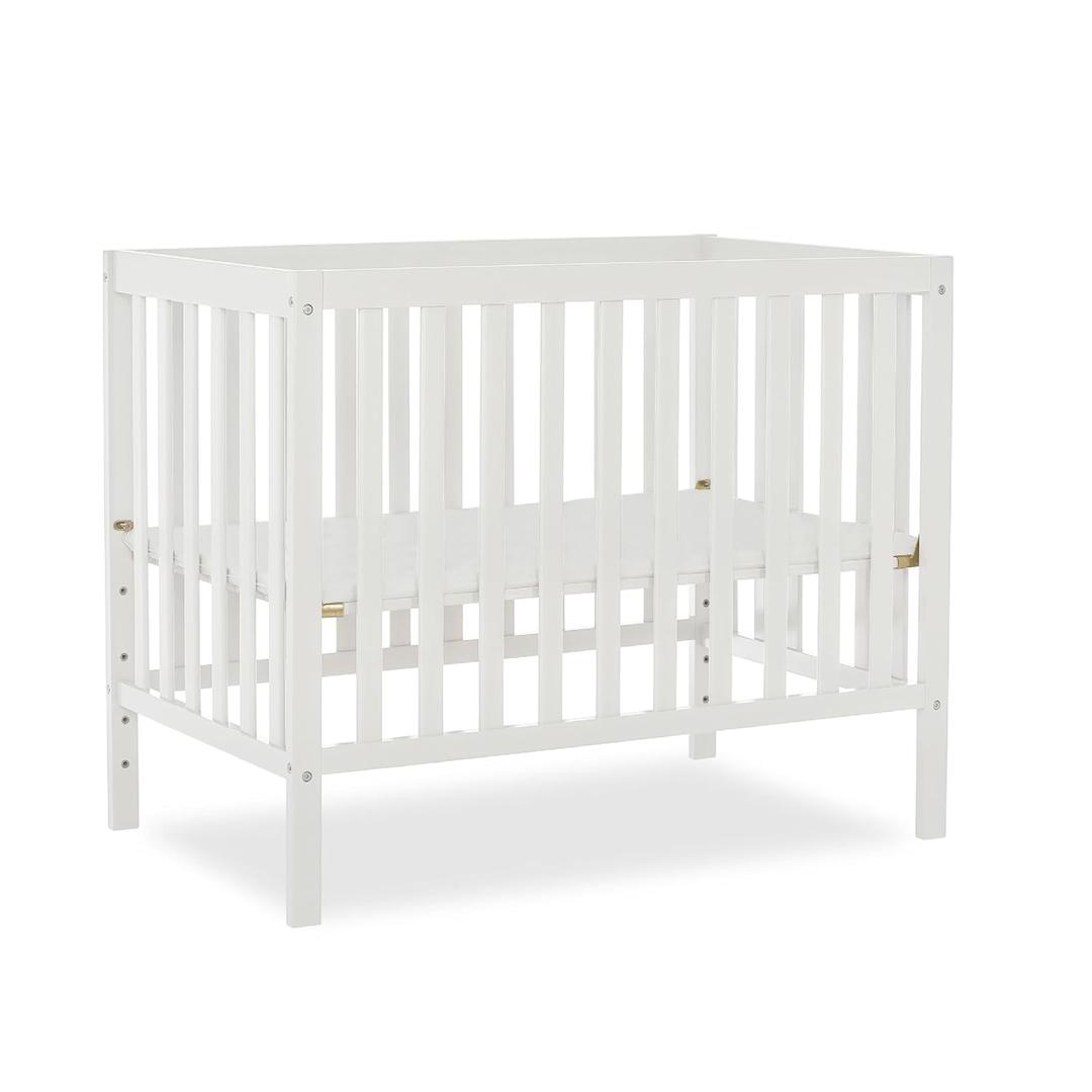 Dream On Me Edgewood 4-in-1 Convertible Mini Baby Crib in White GreenGuard Gold & BSA, Non-Toxic, Compact 402533 Design, Converts to Mini Daybed & Twin Bed (Rails to Buy) 1 Mattress Pad