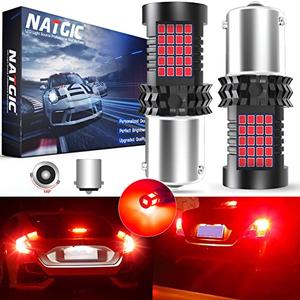 NATGIC Red BAU15S PY21W LED Bulbs Canbus Error Free For Reversing Brake Lights,BAU15S Led For Center Brake,PY21W Bulb For Rear Tail Lights Fog Lights 2000Lm 21W(2 PCS)
