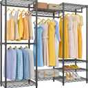 VIPEK V5 Medium Portable Closet Wardrobe Heavy Duty Clothes Rack, Freestanding Closet Metal Clothing Rack with 4 Hang Rods & 8 Shelves, Adjustable Custom Closet Rack, 56.7" Lx15.7 Wx76.4 H, Black