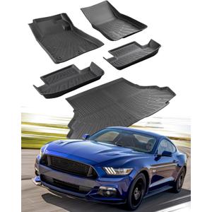 CARxion for Ford Mustang Floor Mats & Cargo Liner (2015-2024 2025 2026, All Weather 5PCS Full Set, Not for Mach-E)