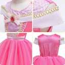 Luzlen Girls Princess Costume Pink Dress Up Outfit for Halloween Cosplay Carnival Party, 6-7 Years(Label 140)