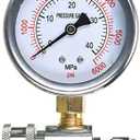 RIDGE WASHER Pressure Washer Gauge with 3/8 Inch Quick Connect Socket and Plug, 6000 PSI