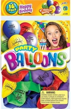 Ja-Ru Balloons Happy Birthday Party Favor Bundle (16 Pack)
