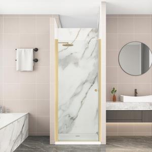 Pivot Shower Door,30-32" W x 72" H Frameless Shower Door, 1/4" (6 mm) in Thick Clear Tempered Glass, Brushed Gold Finish, Reversible Glass Shower Door