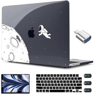 CISSOOK Case Compatible with MacBook Air 13.6 Inch 2022 2024 2025 Release Model A2681 M2 A3113 M3 A3240 M4 Astronaut, Clear Black Space Hard Shell with Keyboard Cover for MacBook Air 13.6", Astronaut
