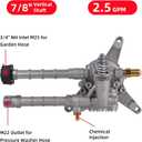 7/8" Shaft Vertical Pressure Washer Pump 2600-3000 PSI @2.5 GPM OEM & Power Washer Pump For Troy Bilt SRMW22G26-EZ Craftsman AR Front Inlet/Outlet with 5 Nozzle