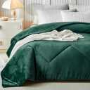 WARMDERN King Size Velvet Comforter Duvet Insert - 100% Milk Velvet Bedding Comforters with Wave Textured Pattern, Ultra Soft Lightweight Warm Bedding Comforter, Emerald Green, 104x90
