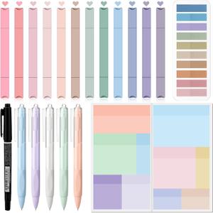 Jutom 38 Pcs Bible Journaling Study Kit for Women, Book Annotation Supplies with Highlighters Pens, Tabs, Sticky Notes, Markers for Christian Office Bible Study Supplies(Light Color, Square)