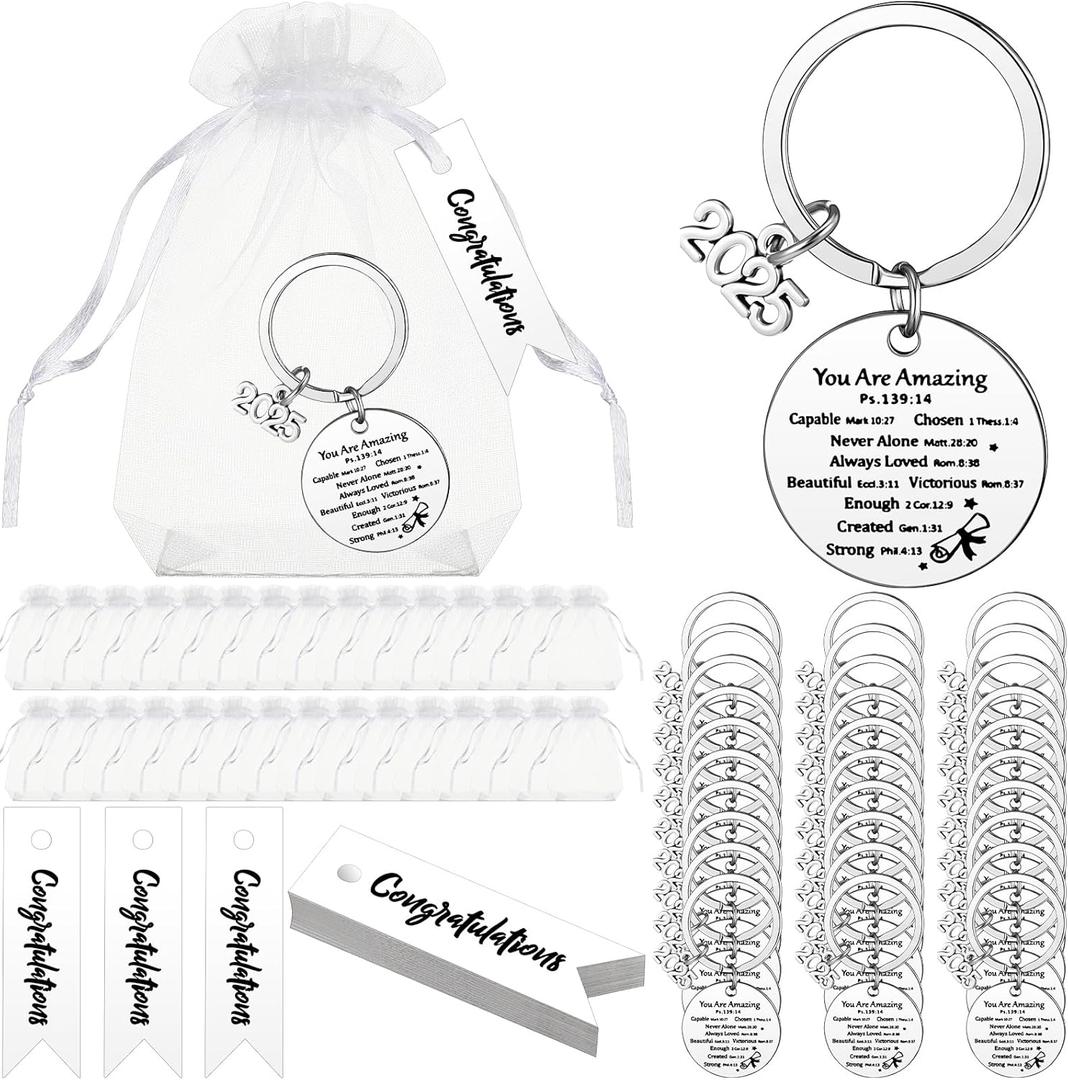 Kigeli 30 Pcs Graduation Gift Keychain Bulk Class of 2024 Congratulation Inspirational Gift for College High School Congrats ( Bible )