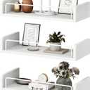 Floating Shelves for Wall, Floating Shelves for Bedroom Kitchen Decor, Wall Mounted Rustic Farmhouse Wood Shelf for Books, Plants, Set of 3 (White) (15.74 inches L x 6.7 inches W x 6.4 inches H)