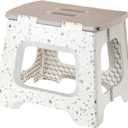 Vigar Compact Step Stool Foldable, 10-1/2-inch Step Stools for Adults up to 330 Pound, Lightweight Stool, Non-Slip Folding Step Stool, Terrazzo Body